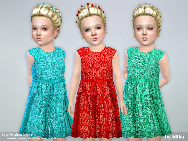 Sims 4 — Lace Peplum Dress  [NEEDS TODDLER STUFF] by lillka — Lace Peplum Dress New item / 3 colors YOU NEED Toddler