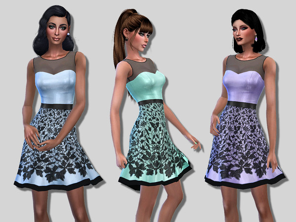 Sims 4 — Emylie by _Simalicious_ — Shiny short dress with black lace 8 colors, teen to elder, for everyday, formal and