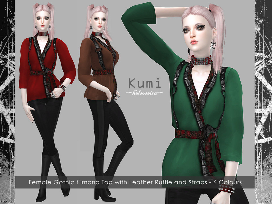 The Sims Resource - KUMI - Goth Kimono Top - Mesh Needed