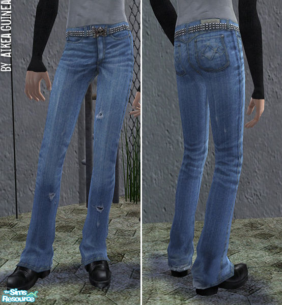 The Sims Resource - Teen Male Bootcut Jeans - Light Lowrise