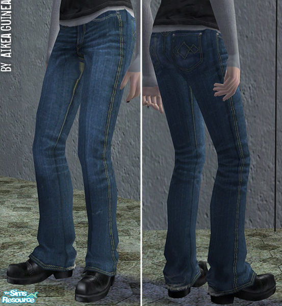 The Sims Resource - Teen Male Bootcut Jeans - Dark Untucked