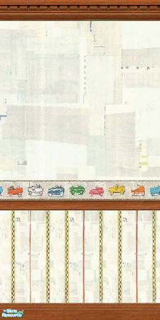 Sims 2 — Antique Car Wallpapers - Car Border by rgdyanne — Antique Car wallpaper with "collage" and stripe and