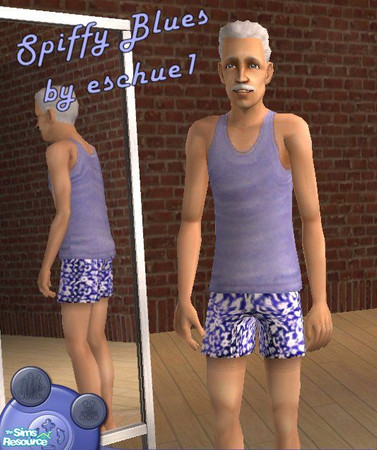 Sims 2 — Spiffy Blues Undies  by eschue1 — recolor of Maxis clothing *no mesh or EP required* A new twist on elder male