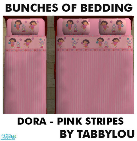 Sims 2 — TL - Kids Bedding Dora Pink Stripes by TabbyLou — Dora the Explorer with Pink Stripes bedding. Enjoy!