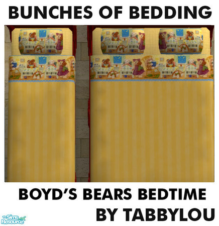 Sims 2 — TL - Kids Bedding Boyds Bears Bedtime by TabbyLou — Boyds Bears at Bedtime, read me a story bedding. Enjoy!