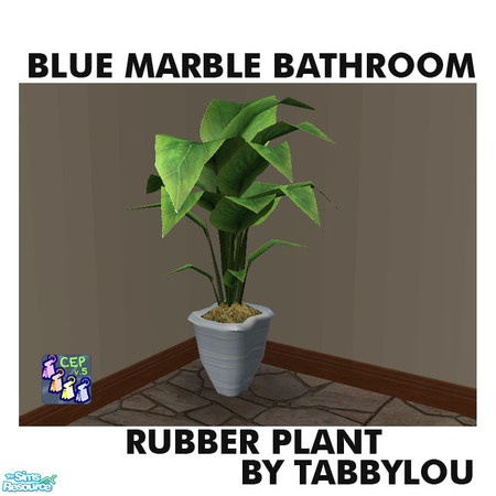 Sims 2 — TL - Pastel Blue Marble Rubber Plant by TabbyLou — Rubber Plant for Pastel Blue Marble bathroom. Requires CEP.