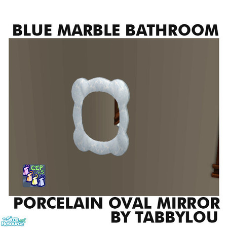 Sims 2 — TL - Pastel Blue Marble Oval Mirror by TabbyLou — Porcelain Oval Mirror for Pastel Blue marble bathroom.