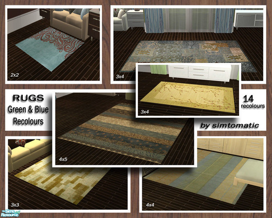 Sims 2 — Blue & Green Rug Recolours by simtomatic — If you haven't already done so then you'll need to re-download