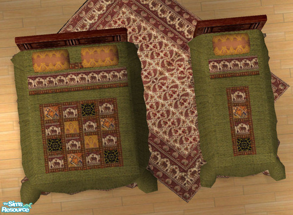 Sims 2 — Indian Inspired Living III RC 1 -Bedding by Simaddict99 — This will also recolor Maxis bedding.