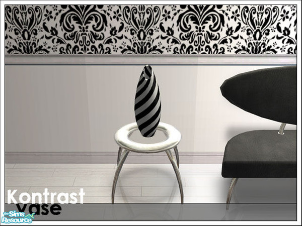 Sims 2 — 'Kontrast' vase by prin6je — Small vase with a black and white pattern.