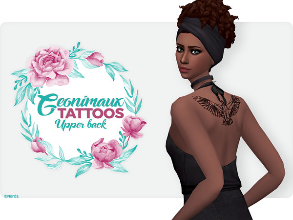 Sims 4 — Geonimaux Upper Back Tattoos by Nords — Hey guys, this is a set of 11 low poly animal tattoos for the upper