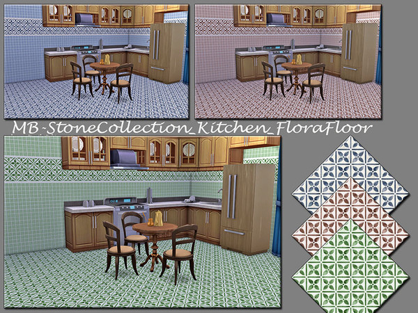 Sims 4 — MB-StoneCollection_Kitchen_FloraFloor by matomibotaki — MB-StoneCollection_Kitchen_FloraFloor, lovely tile floor