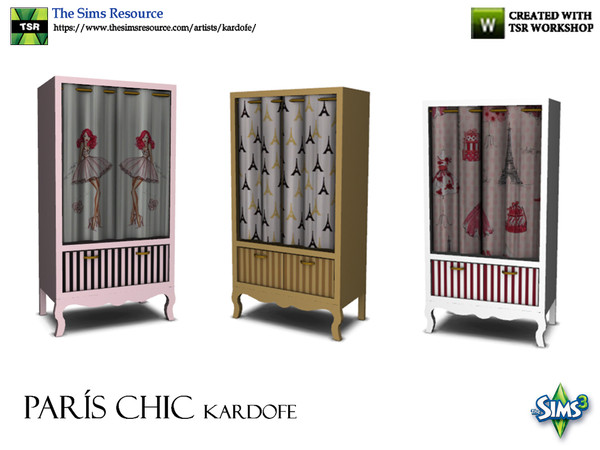 Sims 3 — kardofe_Par&iacute;s Chic_Dresser by kardofe — Female wardrobe, with curtains instead of doors, only decorative,