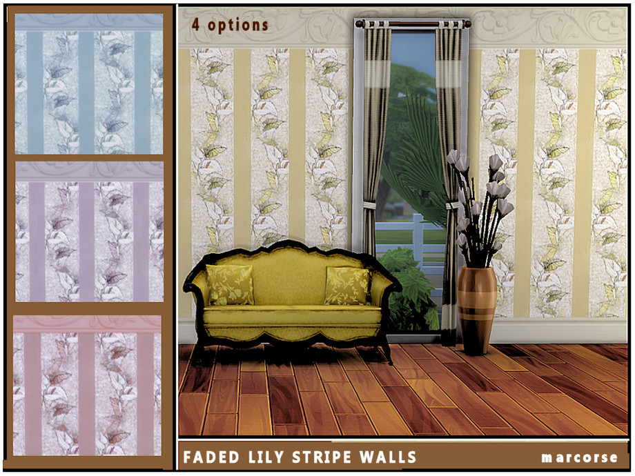 The Sims Resource - Faded Lily Stripe Walls_marcorse