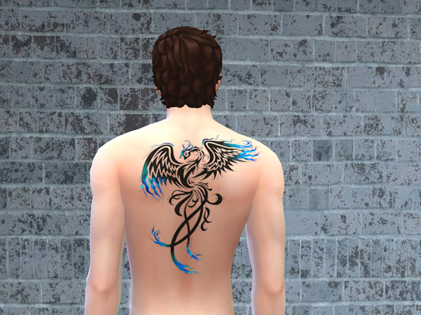 Sims 4 — Phoenix Tattoo by BeccaB3232 — Phoenix Tattoo -Recoloring is allowed -Original Mesh is from the Base Game