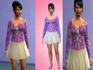 Sims 4 — Purple Party Shirt - Vintage Glamour needed by ebelsteph — Recolor from Vintage Glam pack. Purple tie-dye