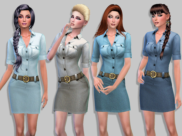 Sims 4 — Fanny by _Simalicious_ — 8 shades for this jean dress Teen to elder, everyday and party New mesh, all lods