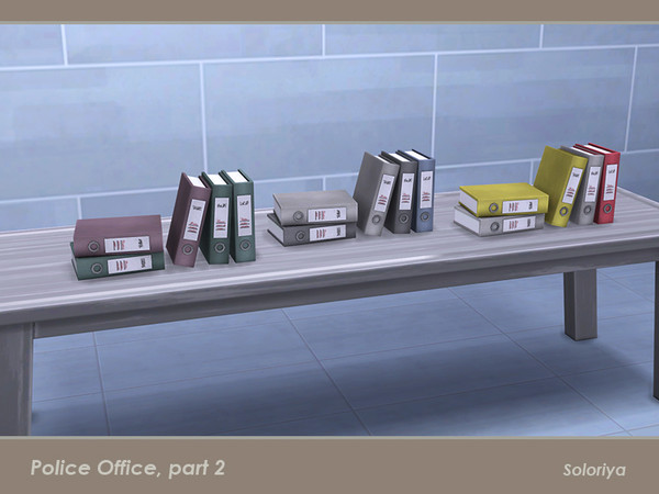 Sims 4 — Police Office, part 2. Office Files by soloriya — Five office files in one mesh. Part of Police Office Part 2