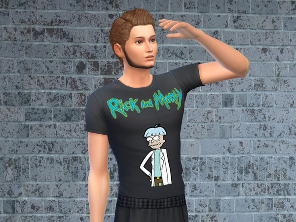 Sims 4 — Rick-Rick and Morty t-shirt by BeccaB3232 — Rick and Morty tshirt -Original mesh is from the Base game