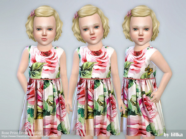 Sims 4 — Rose Print Dress Toddler [NEEDS TODDLER STUFF] by lillka — Rose Print Dress Toddler YOU NEED Toddler Stuff