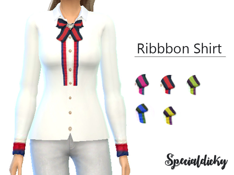 Sims 4 The Sims Resource | Ribbon White Shirt by TSR Creator