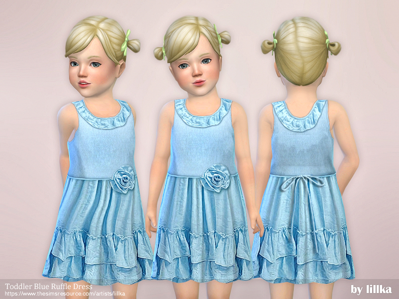 The Sims Resource - Toddler Blue Ruffle Dress [NEEDS TODDLER STUFF]