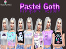 Sims 4 — Pastel Goth Crops - Mesh needed by DreadMermaid — Some amazing Pastel Goth crop tops for your Sims 