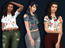 Sims 4 — Flower Frenzy - Mesh and Get to Work needed by Rammdilsplays — Recolor of deetron-sims' Cold Shoulder Crop V.1.