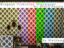 Sims 4 — Elegant Victorian Wallpaper w/ Wood Panels by Walldawg — Victorian wallpaper with an elegant damask motif,