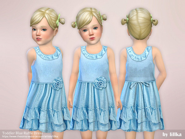 The Sims Resource | Toddler Blue Ruffle Dress [NEEDS TODDLER STUFF]