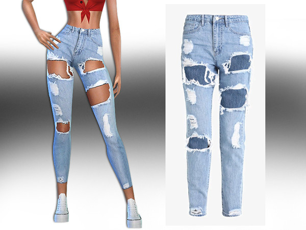 The Sims Resource - High Rise Ultra Ripped Jeans