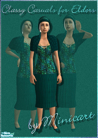Sims 2 — Mini_FE_ED_21 by minicart — A lovely green outfit for your more mature Sim. Please note that the hat is not