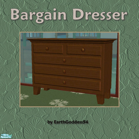 Sims 2 — Bargain Bedroom - Dresser by EarthGoddess54 — Recolor of Maxis' "Werkbunnst Medium Stonewood Dresser".