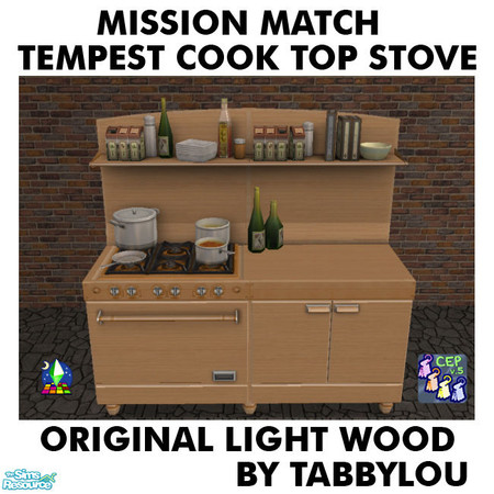 Sims 2 — TL - MM Tempest CookTop Orig Light Wd by TabbyLou — Original Maxis Light Wood for Request by Love2Decorate for a