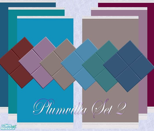 Sims 2 — Plumvilla Set 2 by carol84 — Plumvilla Set 2 comes with 6 different colors of wallpaper and matching tiles.