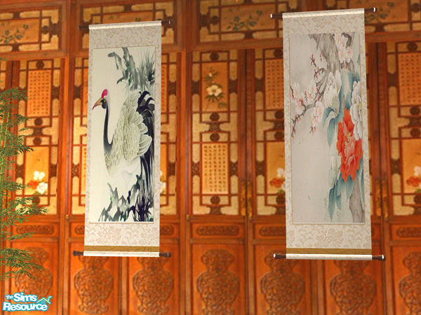 Sims 2 — China set 1--- livingroom - painting by huabanzhu — 