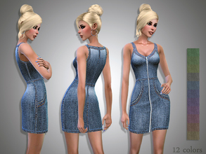 Sims 4 — Mary by _Simalicious_ — Jean dress who comes with 12 colors Teen to elder, everyday and party New mesh, all lods