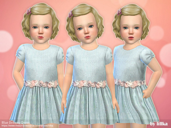 Sims 4 — Blue Dreamy Dress [NEEDS TODDLER STUFF] by lillka — Blue Dreamy Dress YOU NEED Toddler Stuff