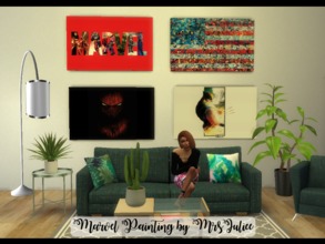 Sims 4 — Marvel Painting-MESH NEEDED by MrsJuliee — 4 Marvel painting. 4 Peinture Marvel. Mesh needed