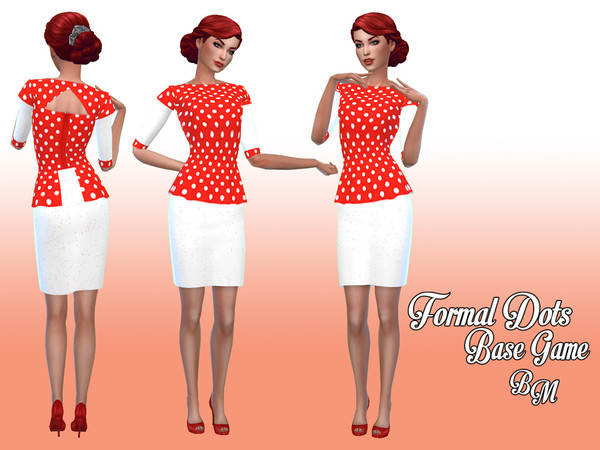 Sims 4 — Formal Dots by Bree_miles — A lovely formal dress, Base Game, 1 Swatch, Stand Alone recolor! Please Do Not