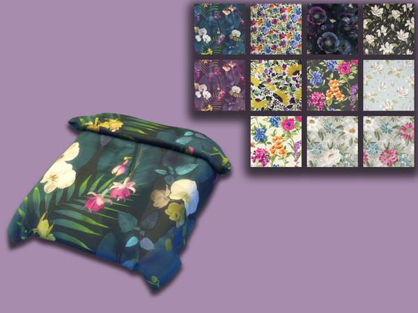 Sims 4 — Floral Blanket #2 by Sooky2 — The 2nd part of my collection of Floral Bedding. Floral Blanket in 11 swatches