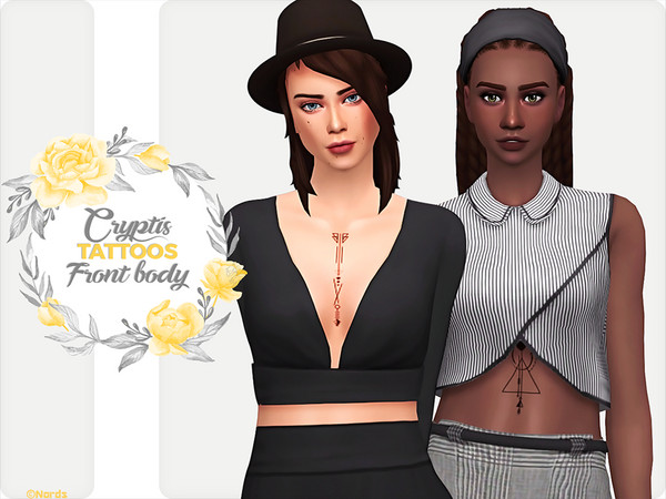 Sims 4 — Cryptis Front Body Tattoos by Nords — This is a set of 21 geometric front body tattoos, including: 08 Chest