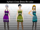 Sims 4 — Cross Strap Halter Dress Recolor by Xyliax — Recolor of base-game cross strap dress in three new colors: purple,