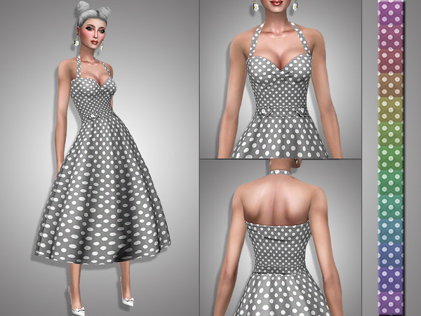 Sims 4 — Verna by _Simalicious_ — Classy and retro dress with dots Everyday, formal, party and hot weather Found in long