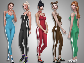 Sims 4 — Sportwear jumpsuit by _Simalicious_ — 8 colors for this jumpsuit, athletic wear Teen to elder