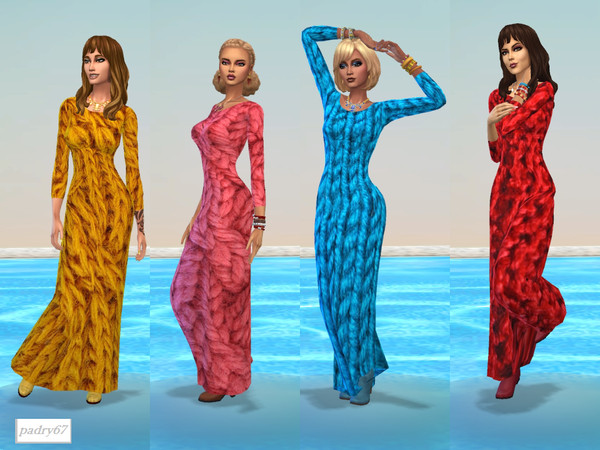 Sims 4 — dressed in wool by padry67 — they are four dresses in wool, two red one blue and one of a beautiful bright