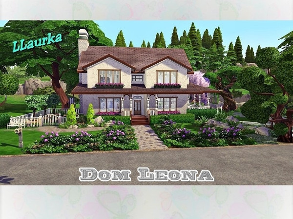 Sims 4 — Dom Leona by LLaurka — Traditional family home with 6 bedrooms, 3 bathrooms, living room and kitchen, garden
