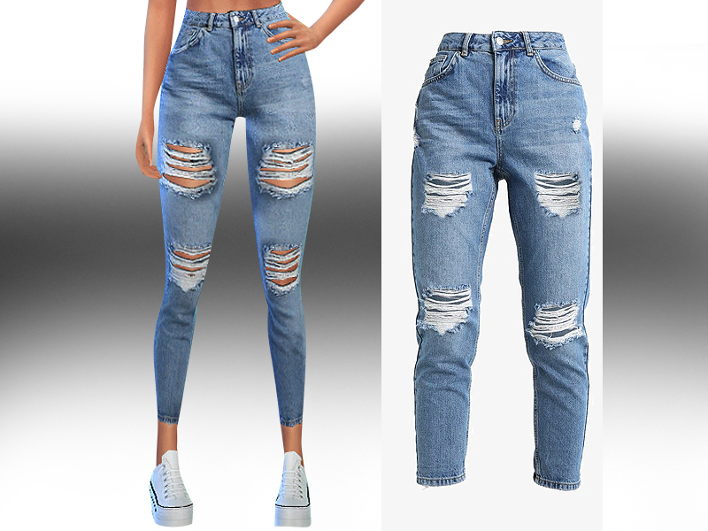 The Sims Resource - Levi's High Waist Ripped Jeans