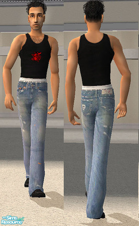 Sims 2 — Men's True Religion Jean in Classic Blue by RockinRobin — Here's some stylish jeans for your sims men. They are