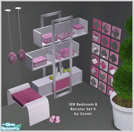 Sims 2 — SER Bedroom B - Recolor set 5 by Sunair — SER Bedroom B - Recolor set 5 (white)